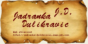 Jadranka Dulikravić vizit kartica